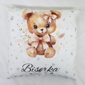 Jastučić  35x35cm Medica smeđa sa mašnicom