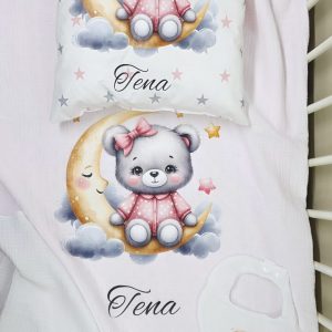 SET 4 dvoslojna muslinminky dekica+jastučić+muslin slinček+muslin krpica Medica na mjesecu10998