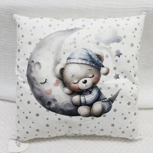 Jastučić  35x35cm Medo plavi spava na mjesecu