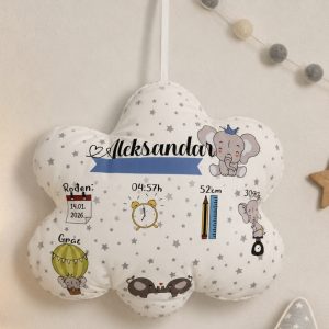 Personalizirani jastučić Oblačić sa podacima rođenja