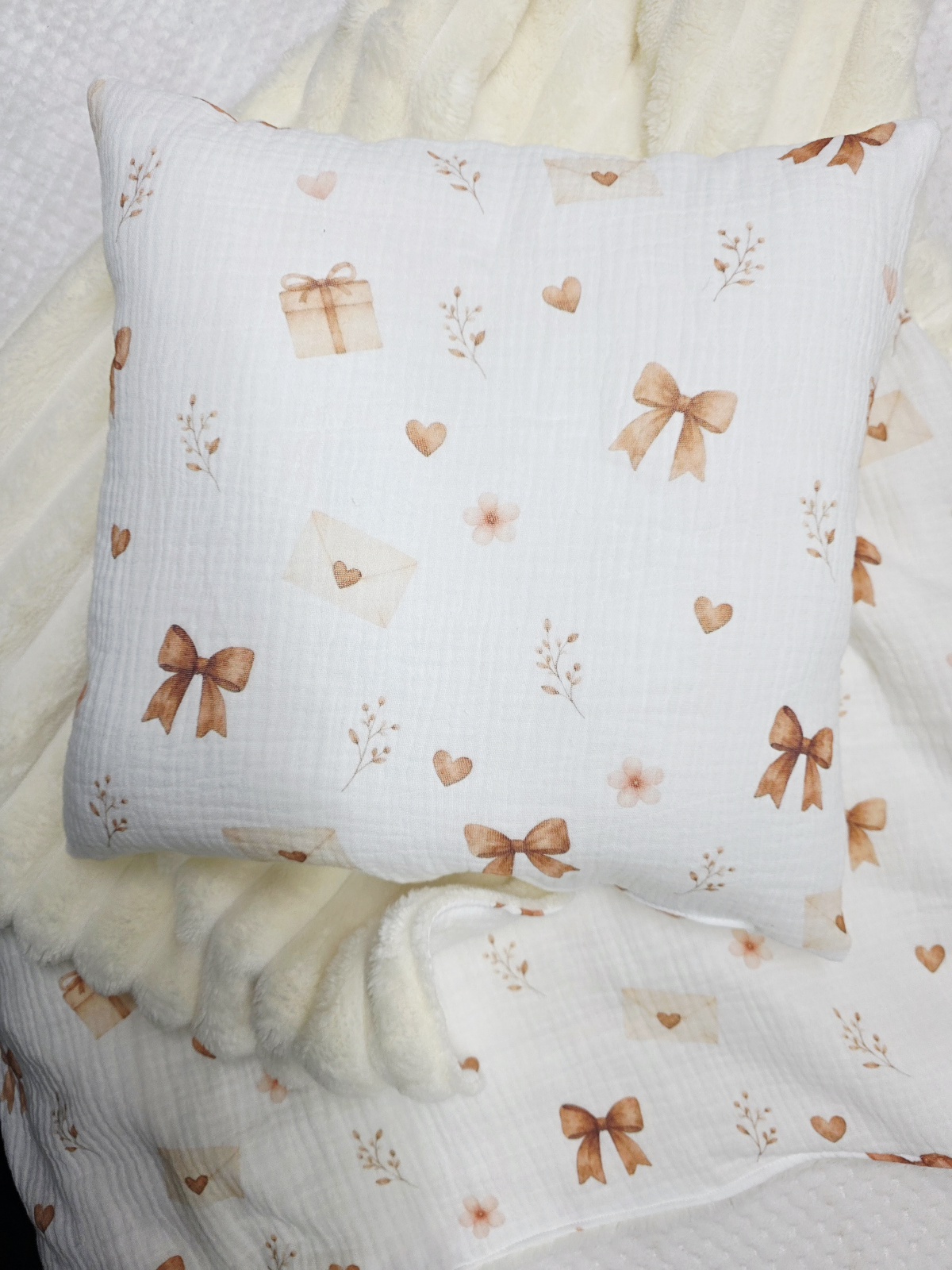 SET 4a dvoslojna muslinminky dekica+jastučić+muslin slinček+muslin krpica 10998 - Slika 3