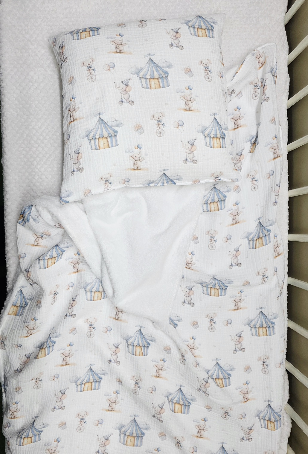 SET 4f dvoslojna muslinminky dekica+jastučić+muslin slinček+muslin krpica 10998