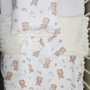 SET 4e dvoslojna muslinminky dekica+jastučić+muslin slinček+muslin krpica 10998